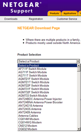 Netgear support page