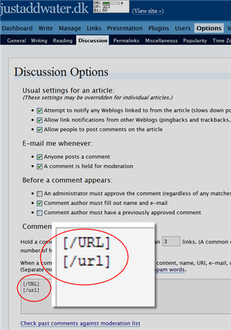 Wordpress spam settings