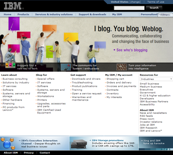 IBM frontpage large size screenshot
