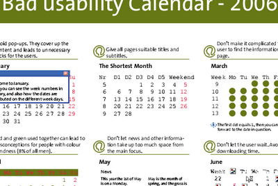 Bad usability calendar 2006 screenshot