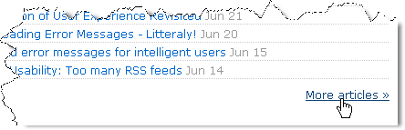 Justaddwater.dk screen shot of the "more articles" link