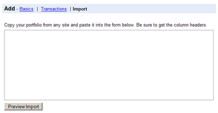 google finance import box detailed view