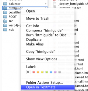 Textmate context menu item: Open selected folder in  Textmate